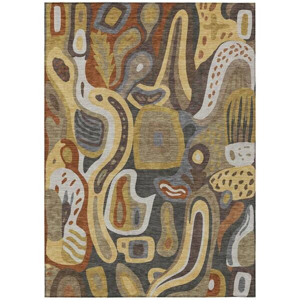 Chantille Machine Washable Indoor/Outdoor Abstract ACN2488 Coffee 10 ft. x 14 ft. Area Rug
