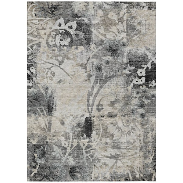 Chantille Machine Washable Indoor/Outdoor Abstract ACN2915 Black 8 ft. x 10 ft. Area Rug