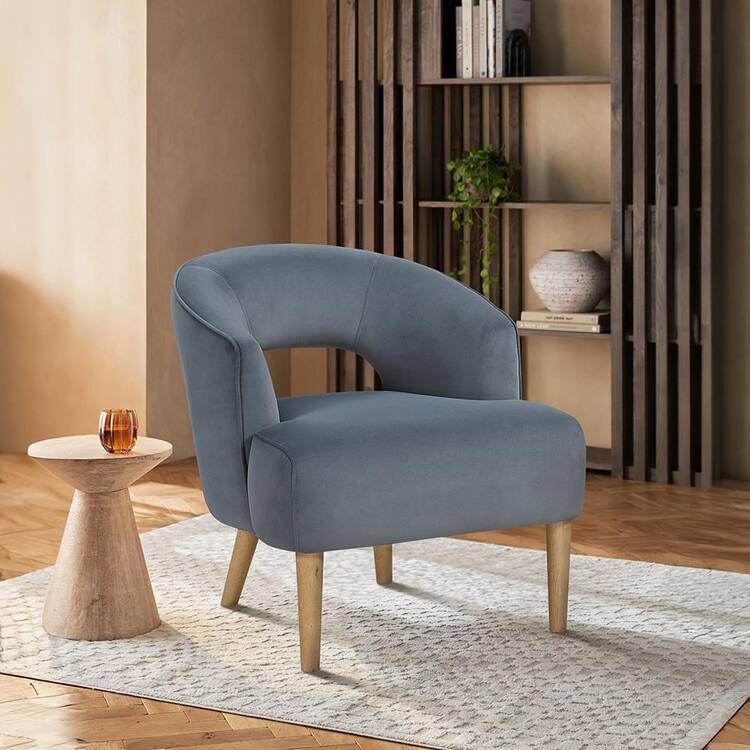 Lazzara Lillia Dark Gray Velvet Upholstery Accent Arm Chair