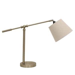 Connor 20 in. Brushed Steel Table Lamp with Linen Shade