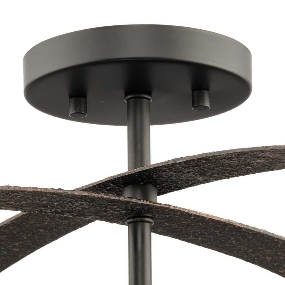 Matte Black 24" 4-Light Semi-Flush Mount Ceiling Fixture