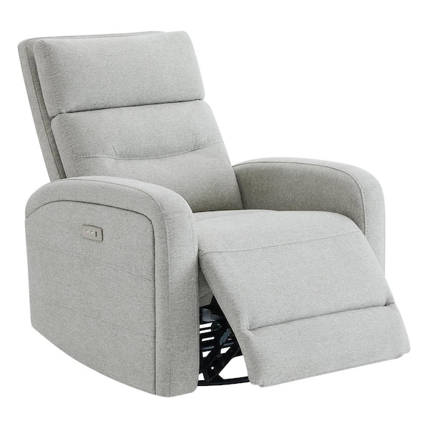 SPRUCE & SPRING Eulalia Gray Fabric Power Swivel Rocker Recliner with USB Port for Living Room