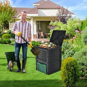 80 Gal. Compost Bin Garden Waste Container Grass Food Trash Barrel Fertilizer