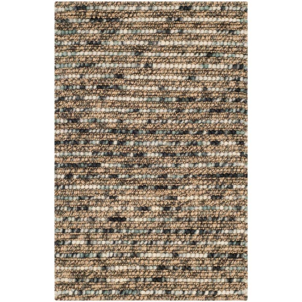 Hand-Knotted Blue and Multicolor Wool Area Rug