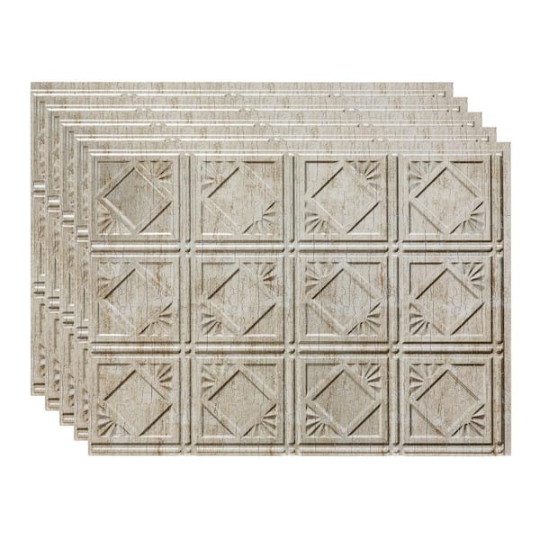 Fasade 18.25 in. x 24.25 in. Vintage Metal Traditional 4-Vinyl Backsplash Panel (Pack of 5)