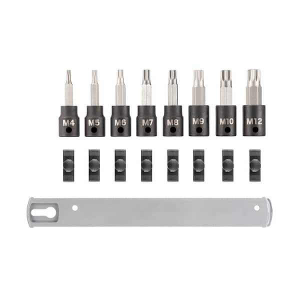 TEKTON 3/8 in. Drive Triple Square Impact Bit Socket Set with Rail