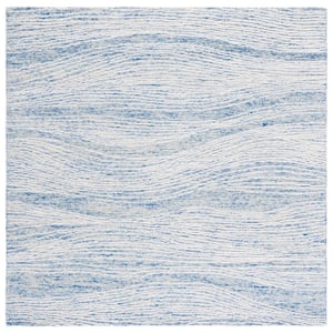 Metro Blue/Ivory 4 ft. x 4 ft. Abstract Waves Square Area Rug