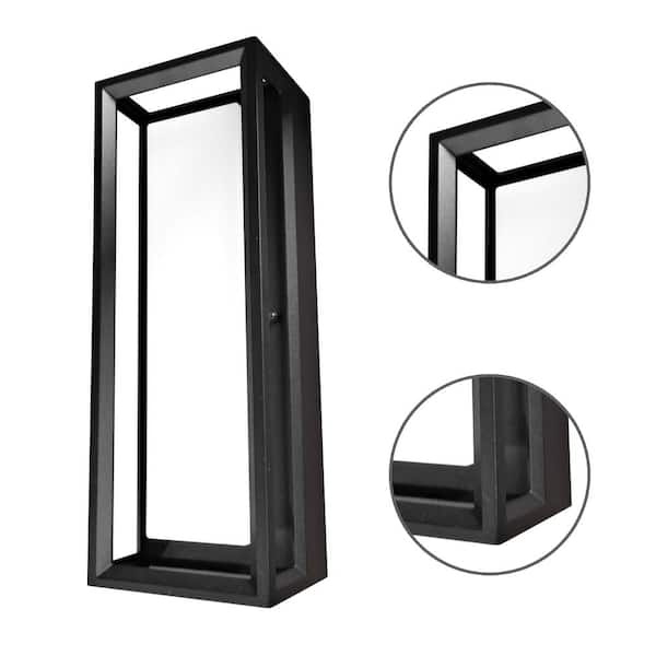 Home Decorators Collection - Rockwood 14.93 in. Black Modern Integrated LED Color Changing Outdoor Wall Light Sconce (1-Pack) Powered by Hubspace
