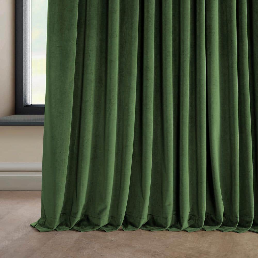 Eden Green 100W x 84L Plush Velvet Room Darkening Curtains