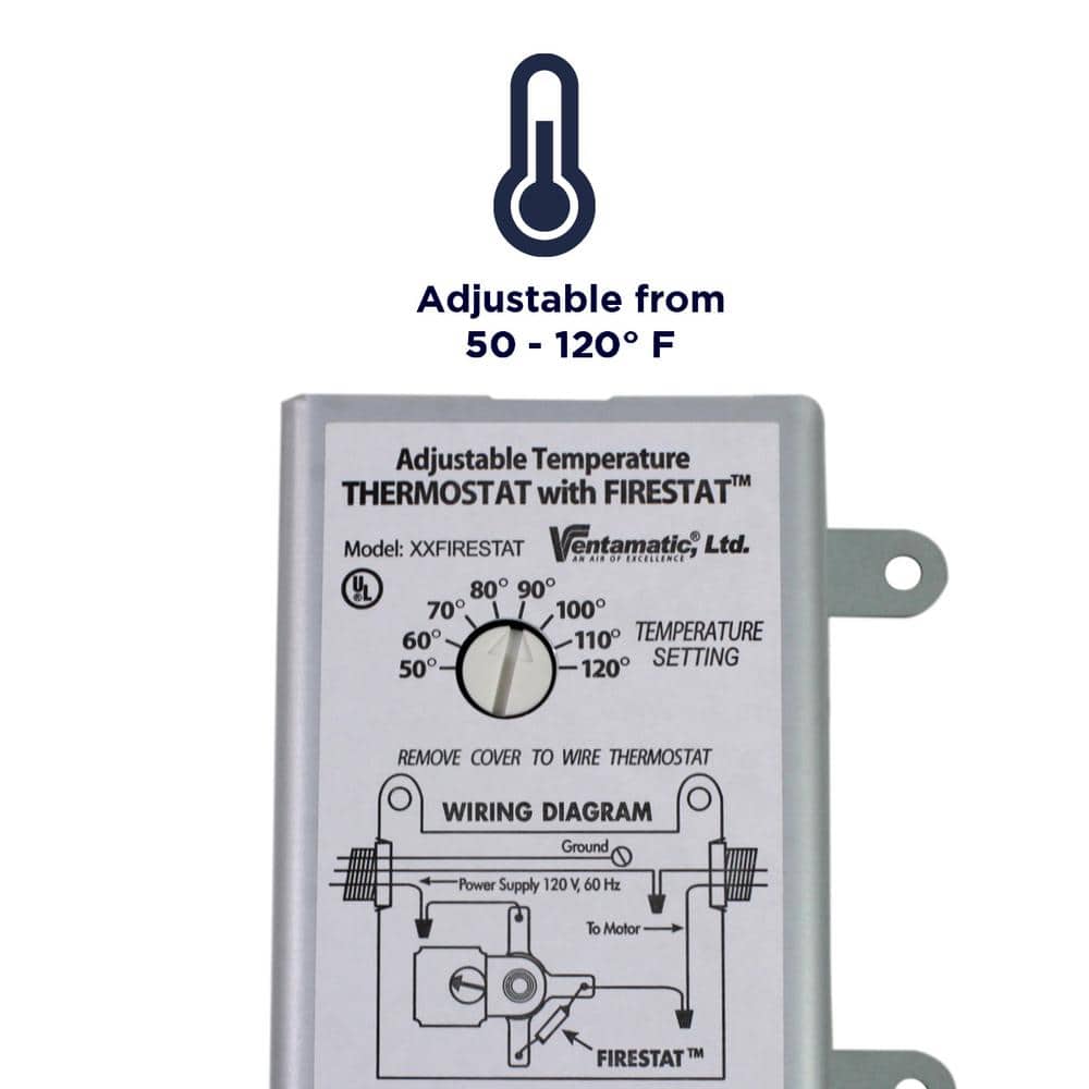 White Programmable Digital Thermostat with Firestat for Single-Stage Heating & Cooling