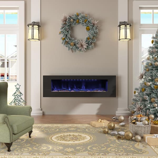 5120 BTU 60 in. Wall-Mounted Electric Fireplace Insert with Double Overheat Protection & 2-Speaker Stereo Sound