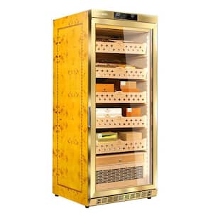 25 in. W x 49 in. H Wood Cigar Humidor with Ammonia Removal, Constant Temperature and Humidity System - Gold