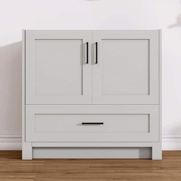 Getpro 36 in. W x 22 in. D x 34 in. H Freestanding Bath Vanity Cabinet without Top in Light Gray Solid Wood Assembled