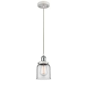 Bell 60-Watt 1 Light White and Polished Chrome Shaded Mini Pendant Light with Clear Glass Shade