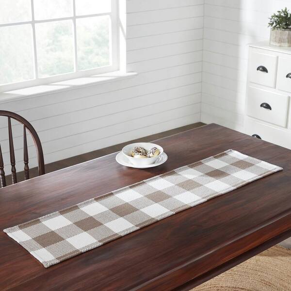 VHC Brands Annie 12 in. W x 48 in. L Brown Buffalo Check cotton Blend Table Runner