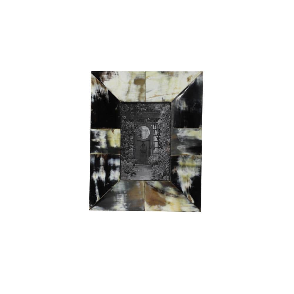 Elegant 8" x 10" Black and Gold Horn Marbled Picture Frame