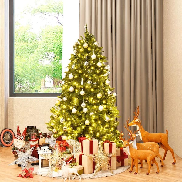 5 ft. Pre-Lit Artificial Christmas Tree Hinged Fir Tree with 8 Flash Modes LED Lights