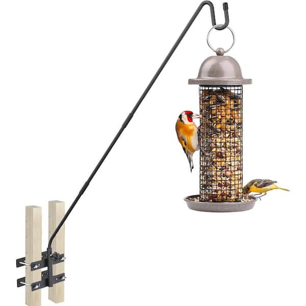 Unbranded Outdoor Black Iron Deck Railing Plant Hanger with Double Clamp,  360 Rotating Hook for Bird Feeder, Planter OF099PH033