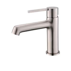 Single Handle Bathroom Faucet for Single Hole in Brushed Nickel