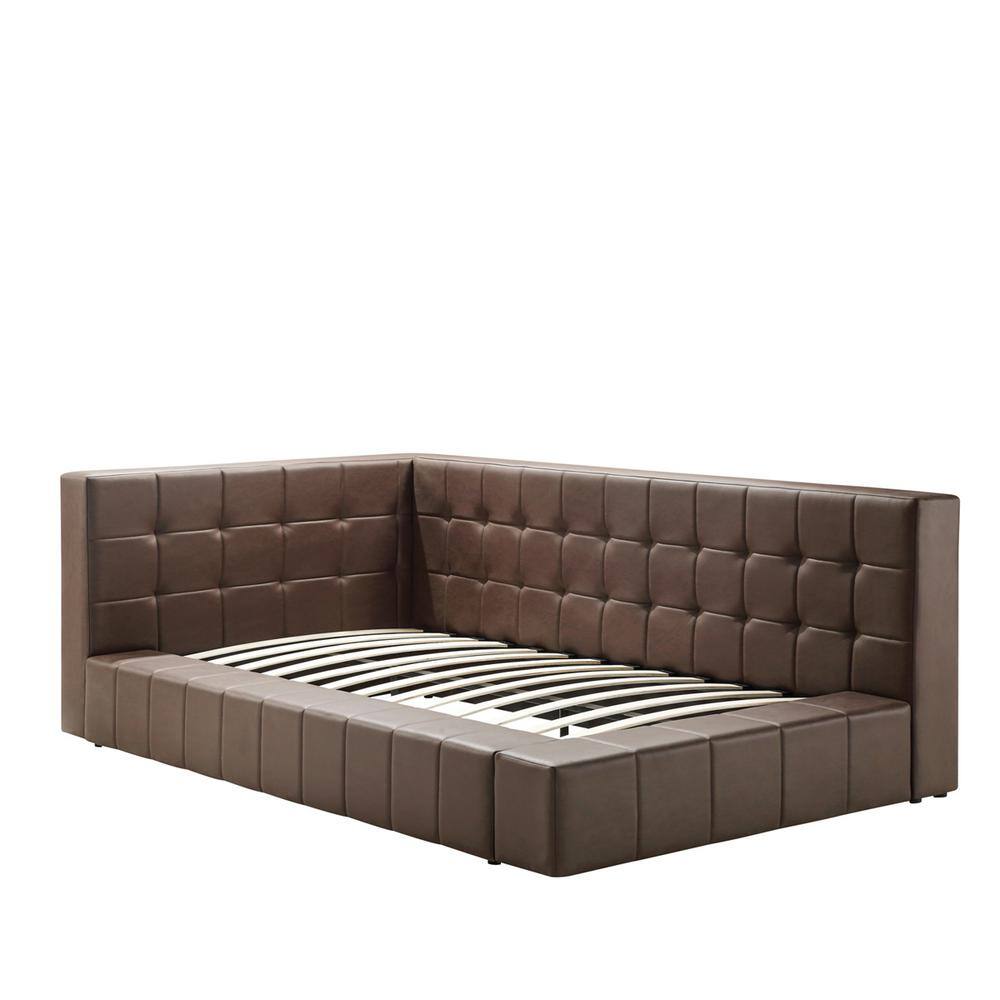 Homy Casa Ldelle 96.5 In. W Brown Wood Frame Twin Platform Bed LDELLE ...