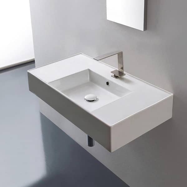 Teorema Wall Mounted Bathroom Sink in White