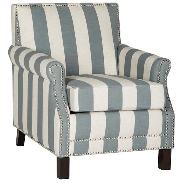 grey and white striped accent chair