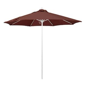 9 ft. White Aluminum Commercial Market Patio Umbrella with Fiberglass Ribs and Push Lift in Terrace Adobe Olefin