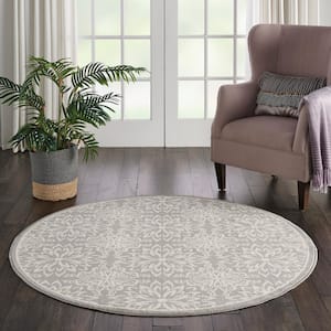 Jubilant Ivory/Gray 5 ft. x 5 ft. Moroccan Round Area Rug