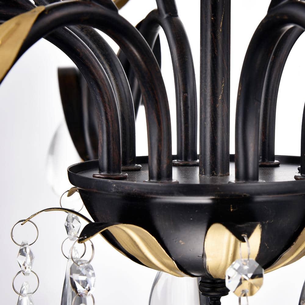 Antique Bronze and Crystal 8-Light Candle Chandelier