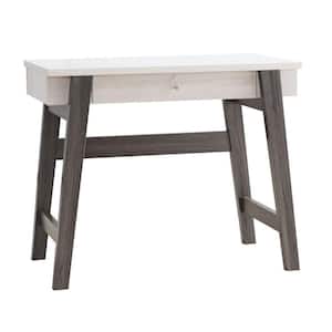 36 in. Distressed Grey and White Modern Rectangular Wooden Console Sofa Side Table with 2 Tone Wood