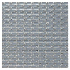 Artistic Jewels Blue Diamond 12 in. x 12 in. Decorative Brick Mosaic Frosted Glass Wall Tile (1 sq.ft/Each)