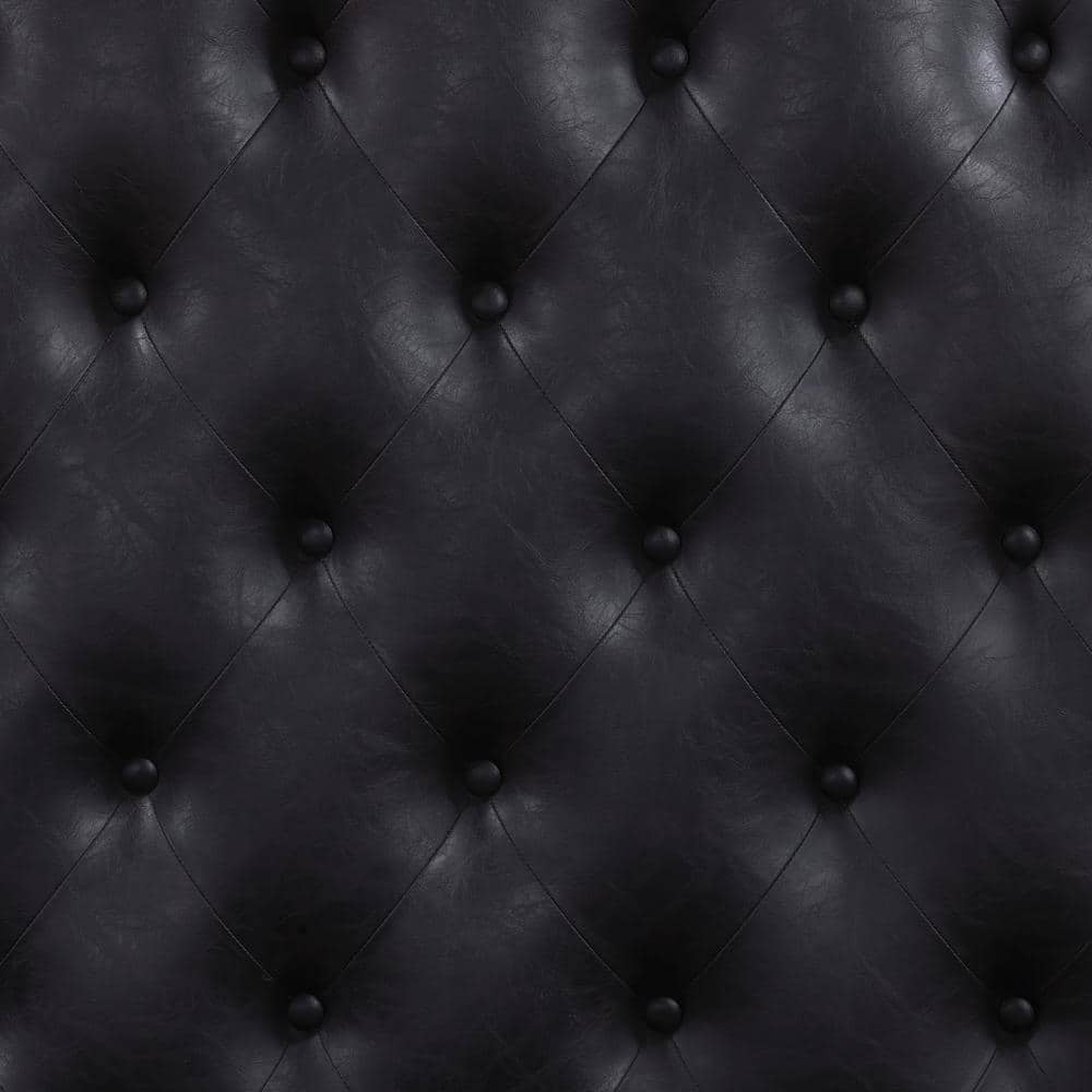 Queen Dark Brown Faux Leather Upholstered Bed with Tufted Headboard