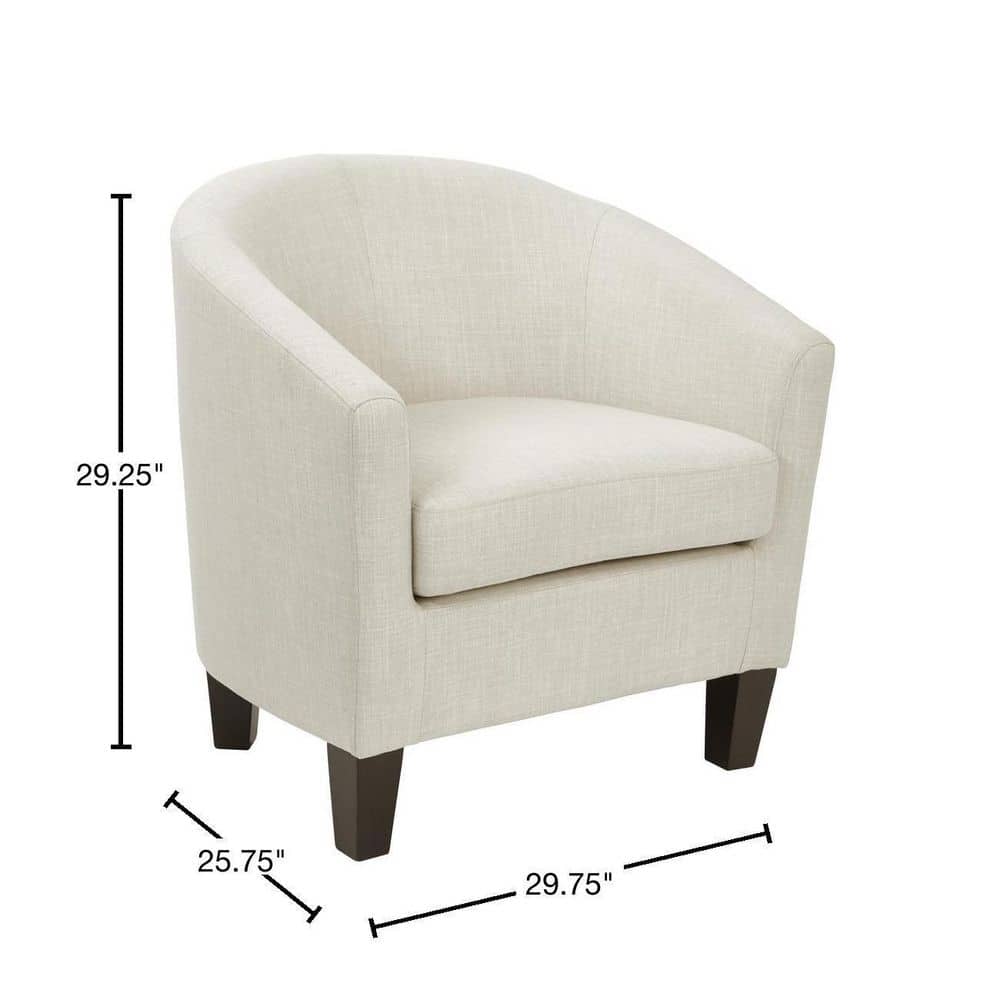 Ethan White Faux Leather Barrel Accent Chair with Wood Frame