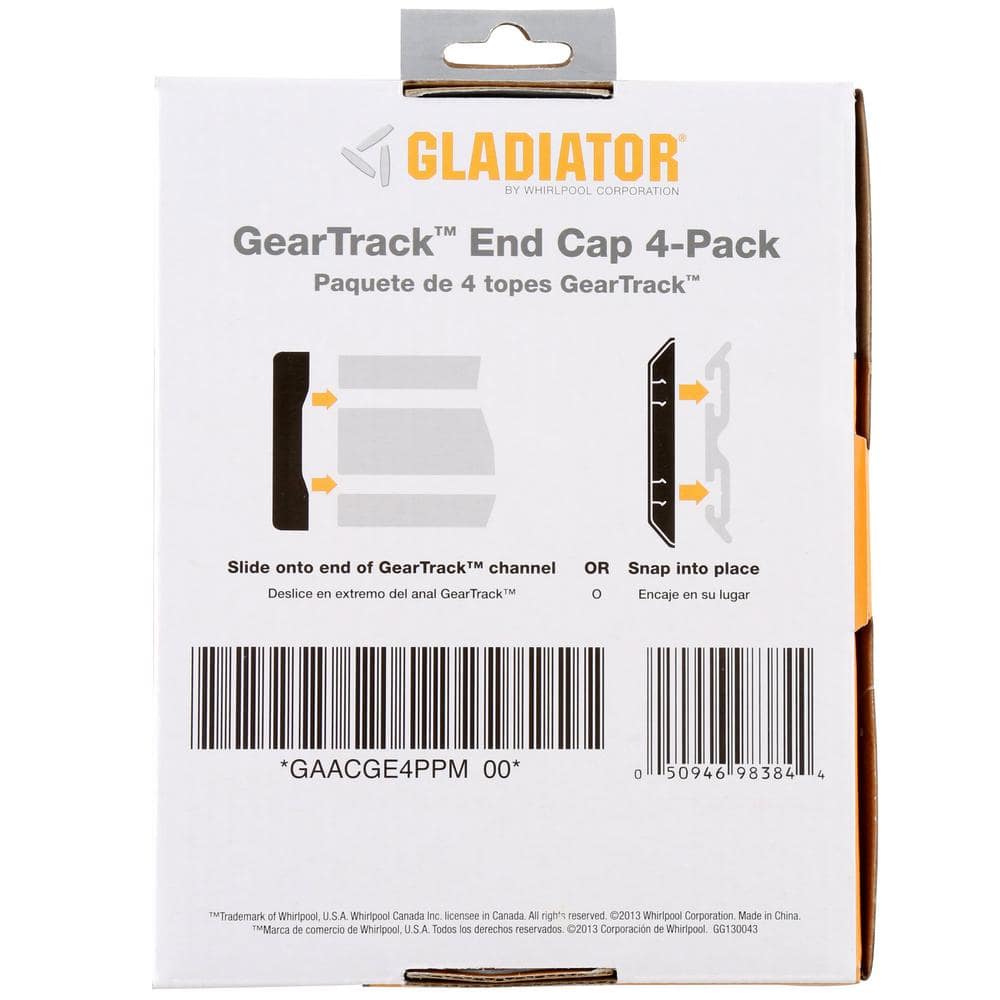 Charcoal Plastic Organization Rail End Caps, 4-Pack