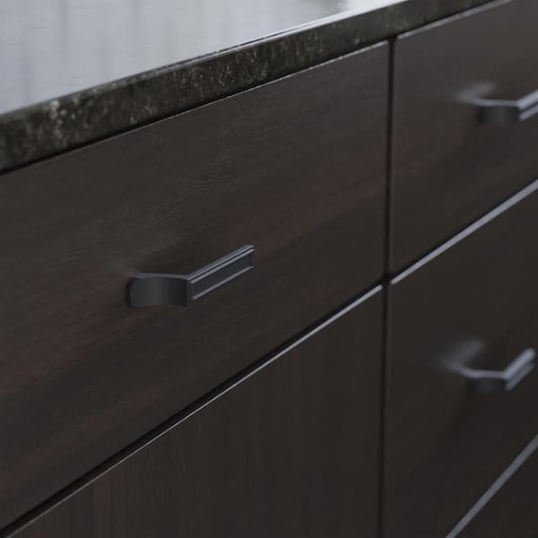 Structured Column 3-11/16 in. (93 mm) Traditional Matte Black Cabinet L Knob