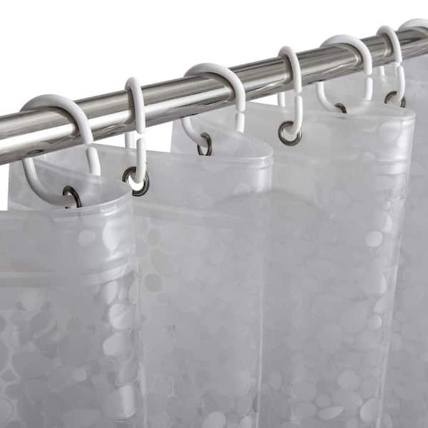 72 in. W x 72 in. L Ethylene Vinyl Acetate Plastic Shower Curtain in Clear Stone with 3 Bottom Magnets, Light-Filtering