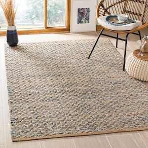 Cape Cod Blue/Natural 8 ft. x 8 ft. Square Distressed Geometric Area Rug
