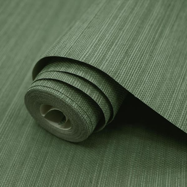 72 sq. ft. Lichen Green Sisal Grasscloth Unpasted Wallpaper Roll