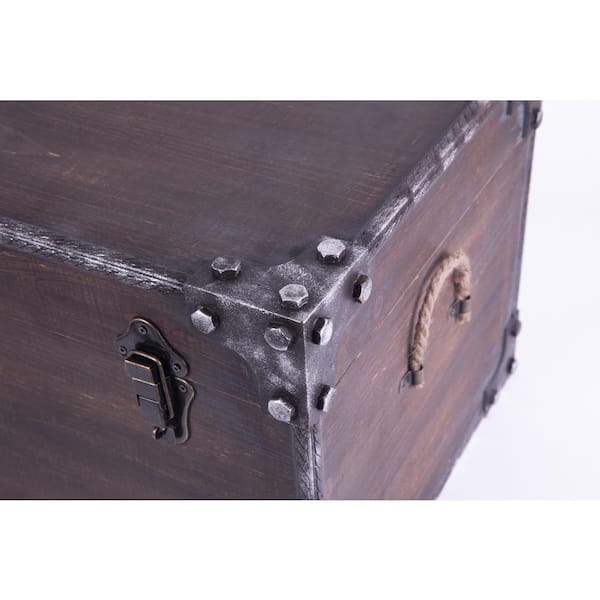 22x14x12 Large Wood Treasure Chest Trunk Decorative Box Rustic Antique Lock
