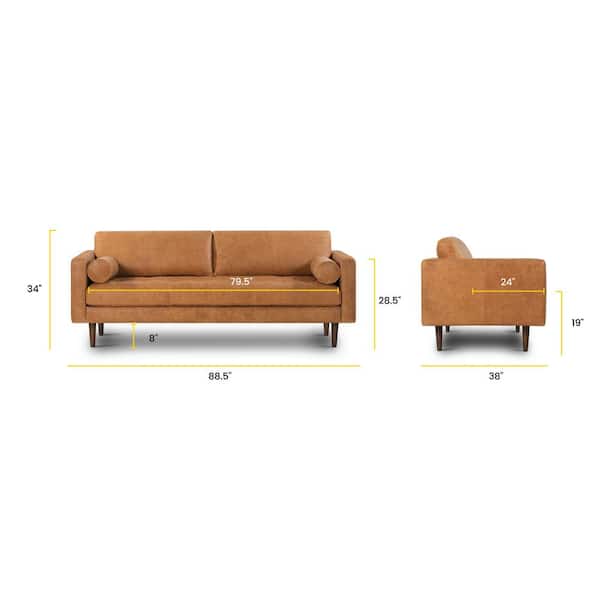 Tan Cognac Faux Leather Synthetic Pleather 0.9 mm Omega Calf Smooth Nappa 1  Yard 54 inch Wide x 36 inch Long Soft Smooth Vinyl Upholstery (Mid Brown)