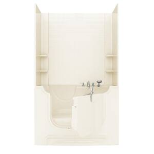 Nova Wheelchair Access 5 ft. Walk-in Whirlpool and Air Bathtub with 4 in. Tile Easy Up Adhesive Wall Surround in Biscuit