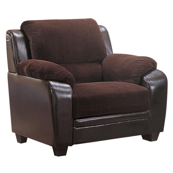 Benjara Congenial Chocolate Brown Vinyl Sofa Chair