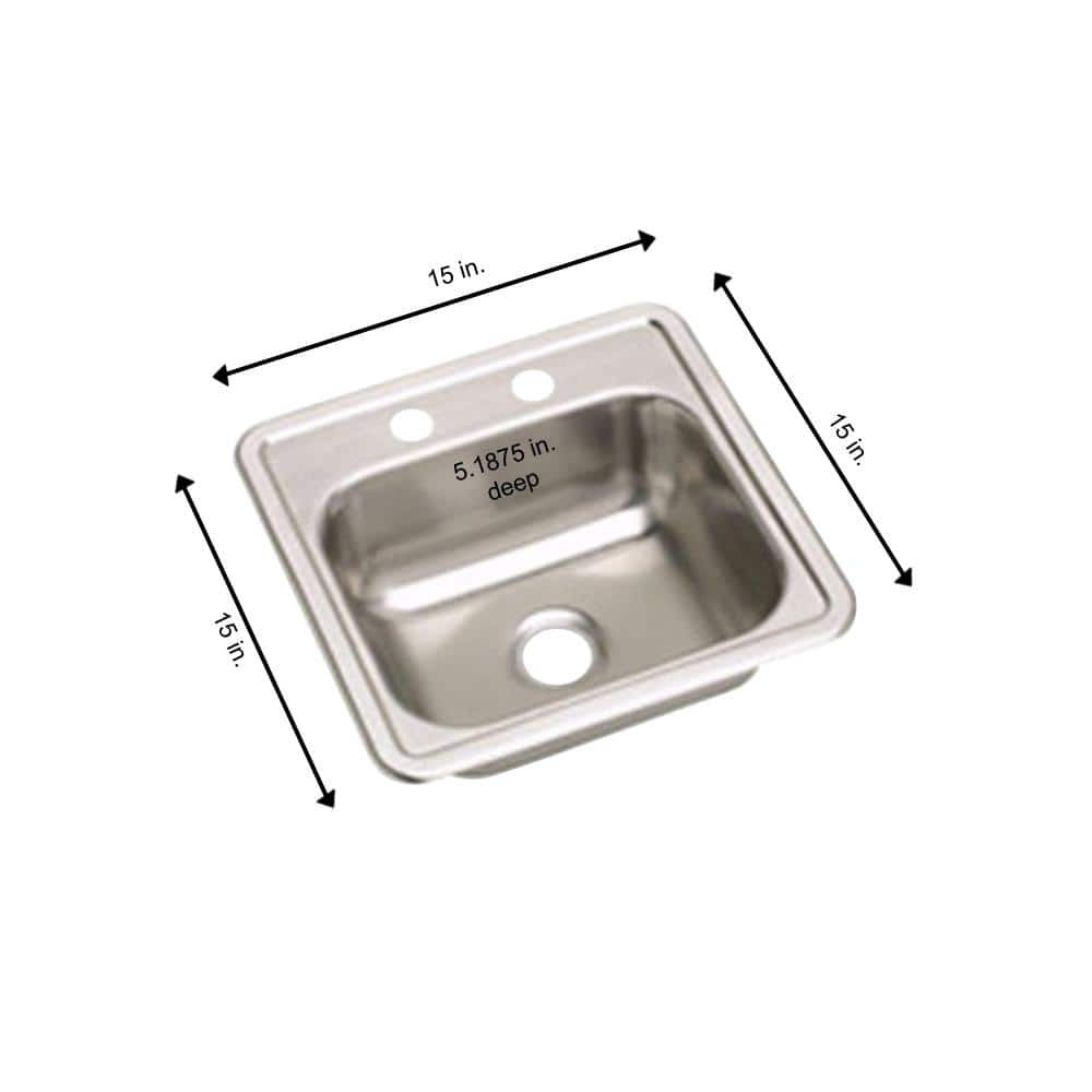 Dayton 15" Silver Stainless Steel Drop-In Bar Sink