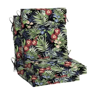 21.5 in. x 24 in. Black Tropical High Back Outdoor Chair Cushion (2-Pack)