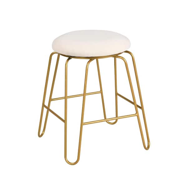 Unbranded Morrissey 18 in. H x 18 in. W x 18 in. D Beige/Gold Vanity Bench