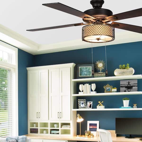Charlotte 52 in. LED Indoor Bronze Ceiling Fan with Light