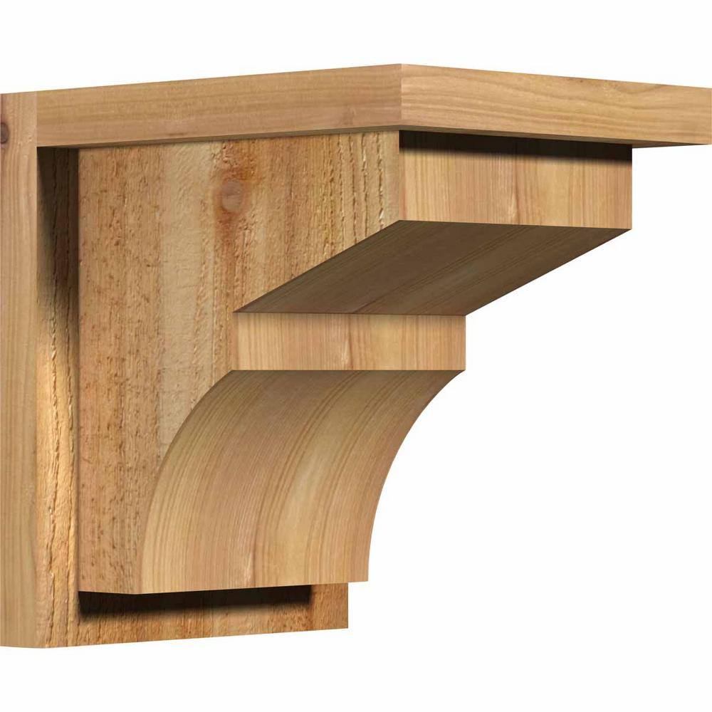 8 in. x 10 in. x 10 in. Monterey Rough Sawn Western Red Cedar Corbel with Backplate