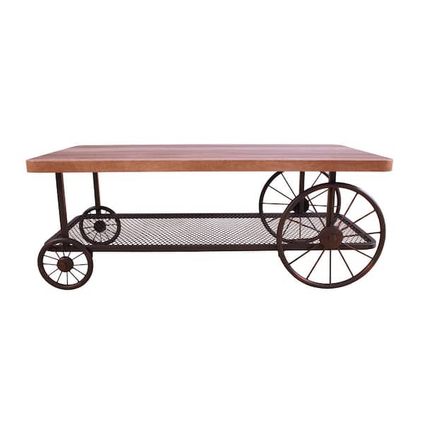 Acme Furniture Francie 47 in. Oak/Antique Gray Large Rectangle Wood Coffee Table with Casters