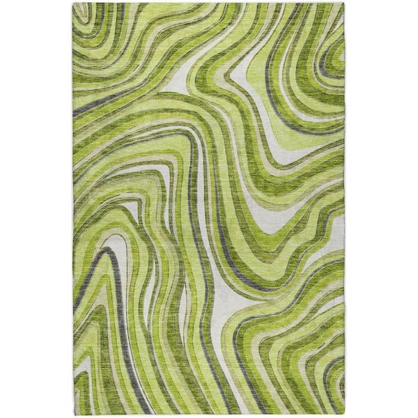 Dream Shag Premium Machine Washable Abstract ADS756 Lime 5 ft. x 7 ft. 6 in. Area Rug