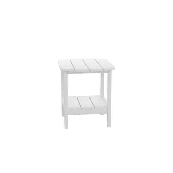 FORCLOVER White Square HDPE Plastic Adirondack Outdoor Side Table